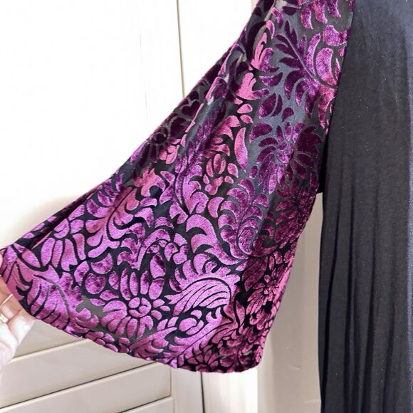 Anywear By Catherines Blouse 1X Velvet Burnout Cold Shoulder Top  Party NWT - Picture 7 of 8